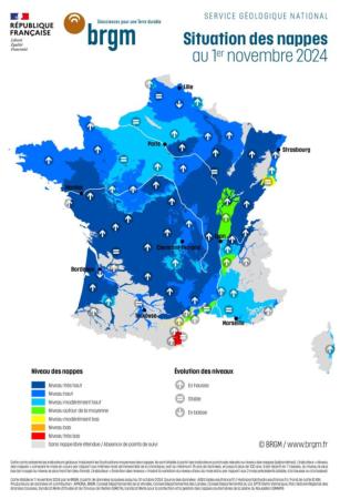 Nappes d'eau souterraine au 1/11 2024